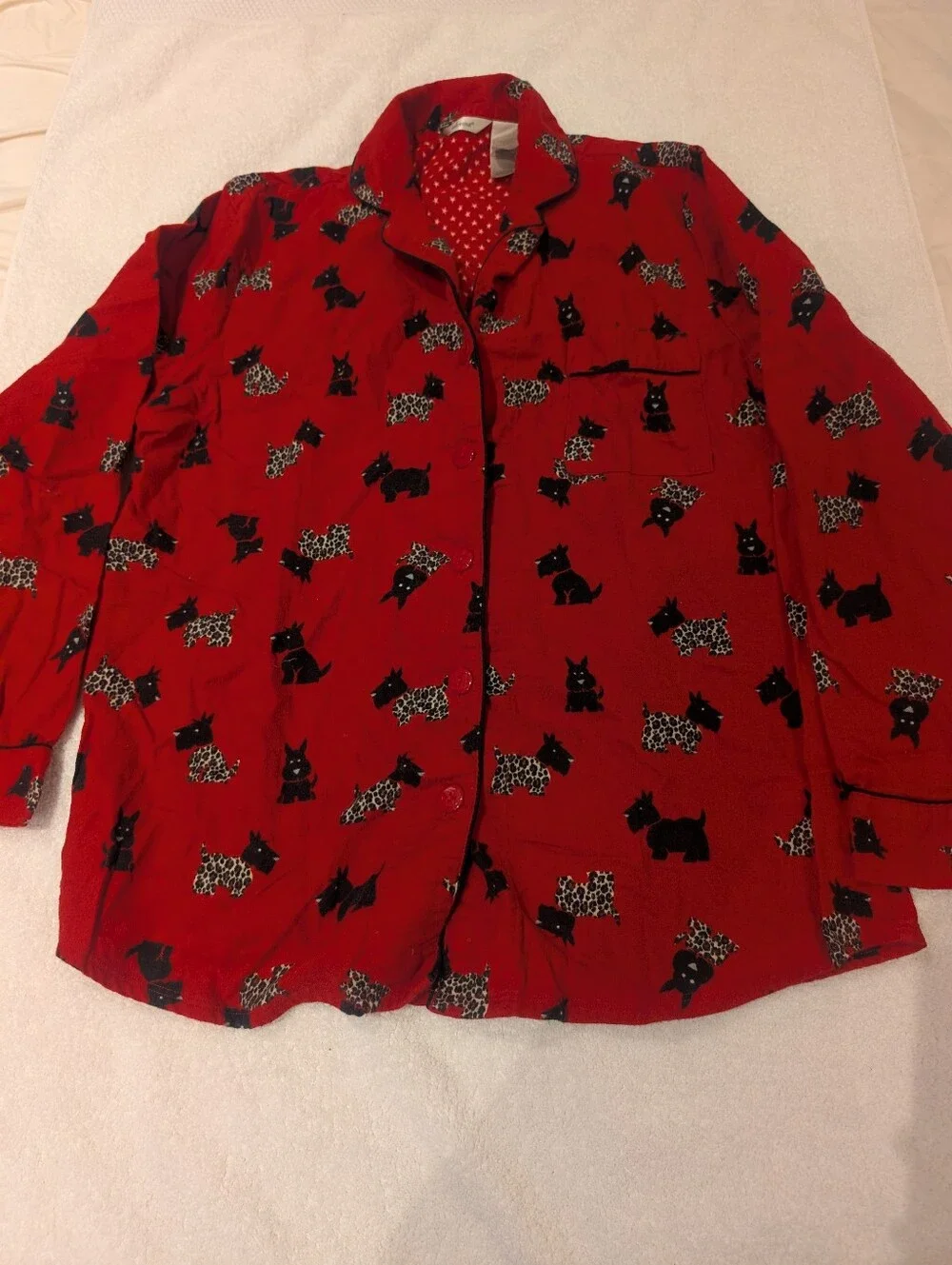 Vintage Adonna Red Scottie Dog 100% Cotton 2-Piece Pajama Set Large